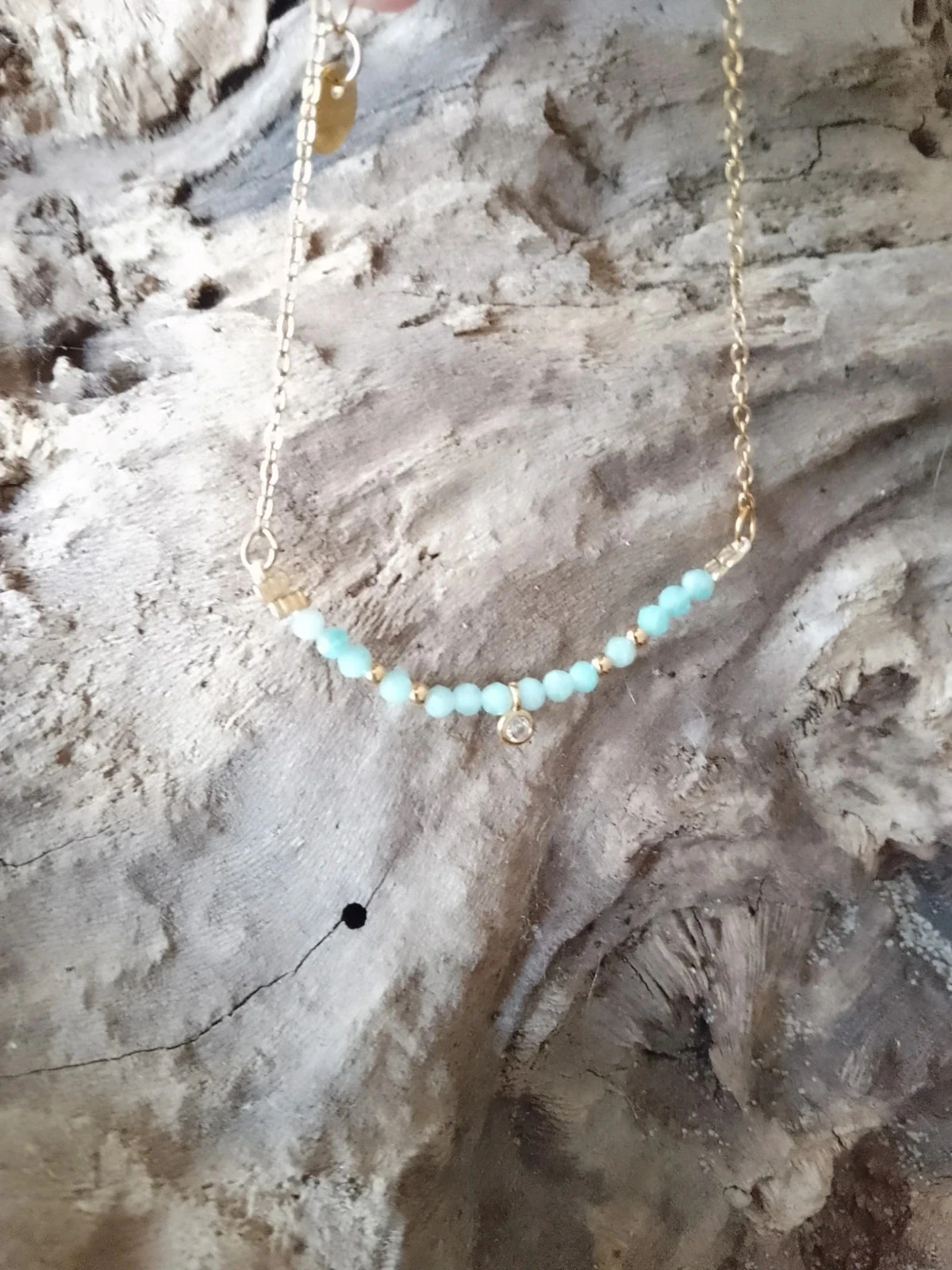 Fijn armbandje van natuurlijke blauw-turkoois amazoniet stenen – photo 4